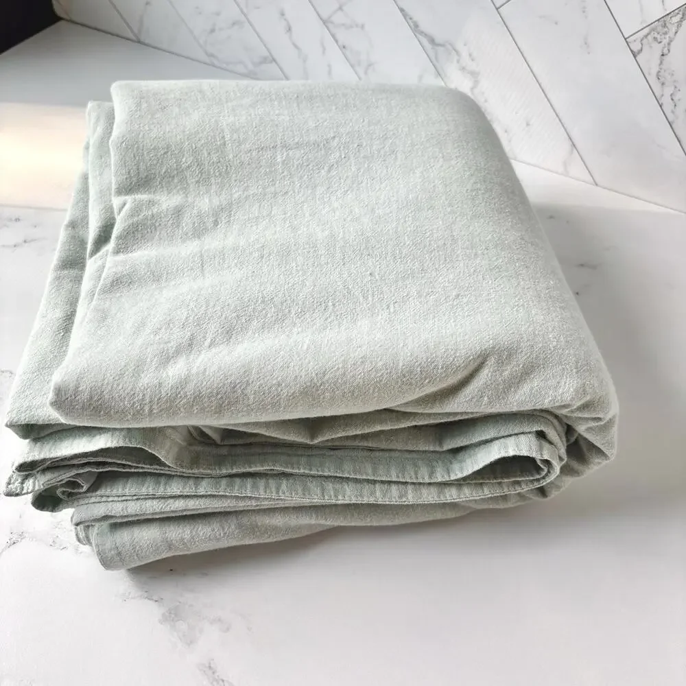 KENNETH COLE Queen Yarn Dyed Mineral Linen Duvet Cover In Sea Glass Coastal